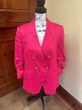 Veronica Beard linen Dickey blazer with 3/4 sleeves